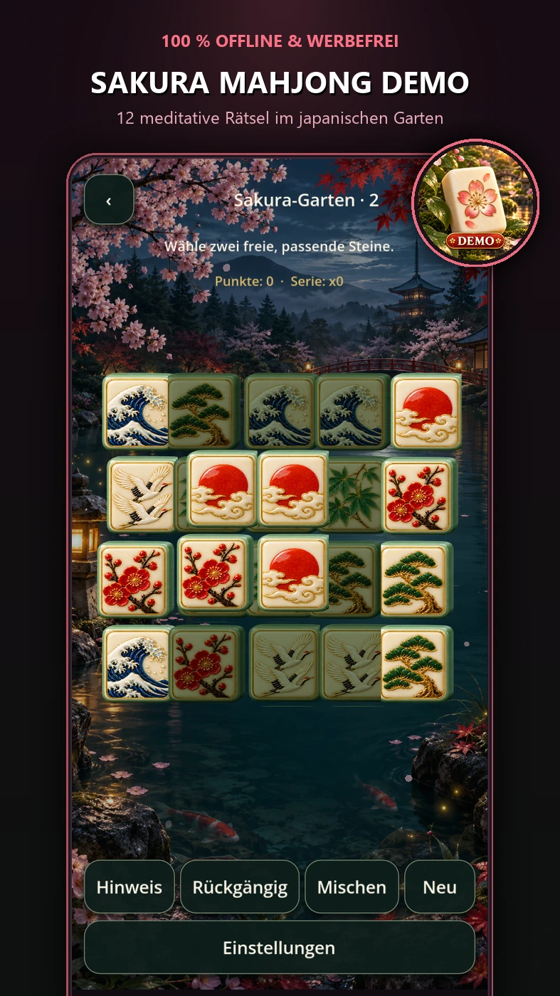 Originaler Google-Play-Screenshot von Niwajori Mahjong Demo